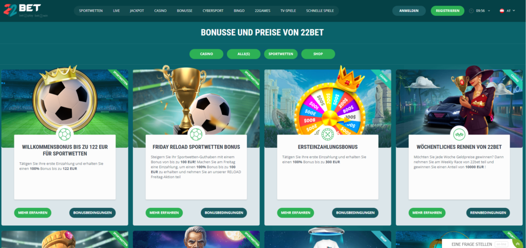 22bet bonus arten: 22bet willkommensbonus - 22bet casino bonus ohne einzahlung