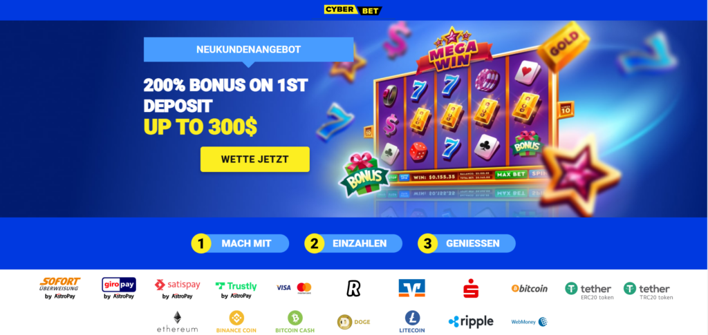 Cyberbet Bonus - Casino Willkommensbonus von 100 € für die erste Einzahlung Cyber Bet Bonus Code