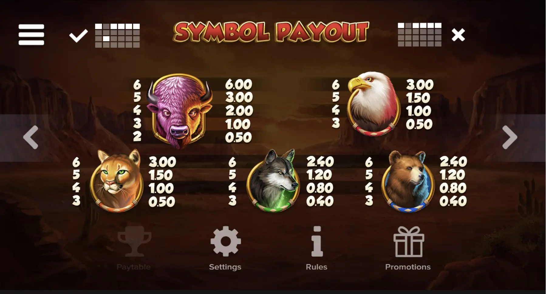 buffalo toro symbol payouts