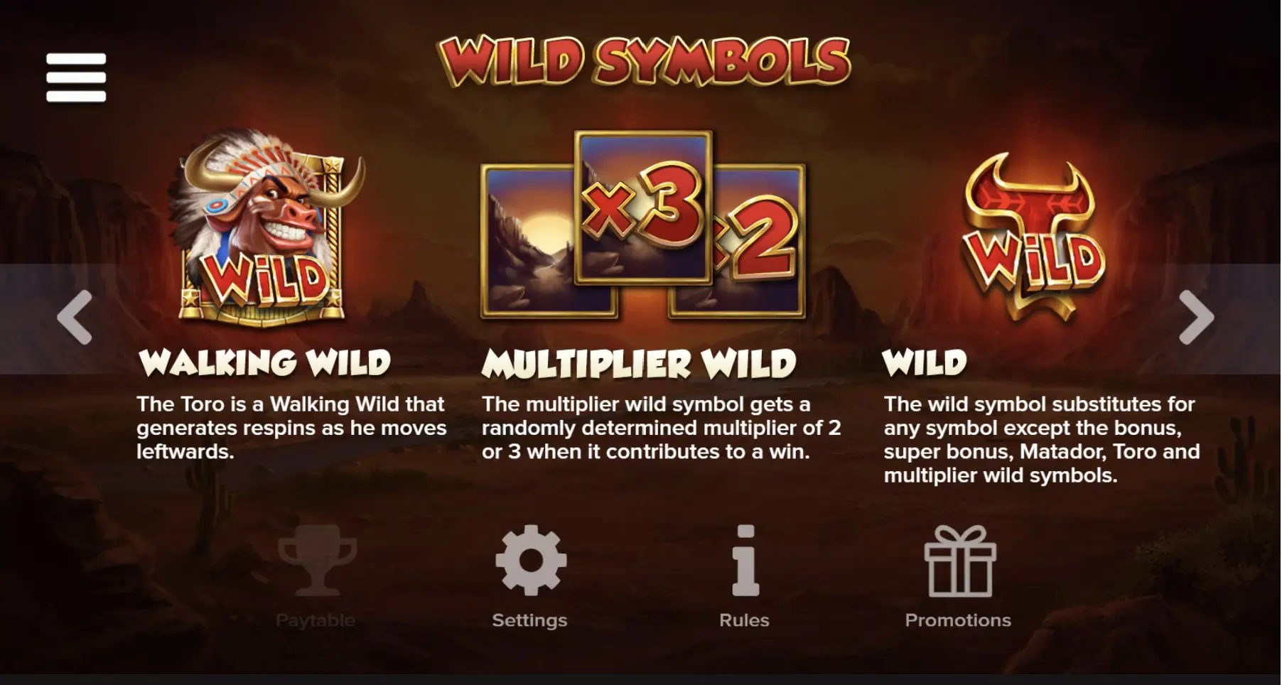buffalo toro wild symbols walking multiplier wild