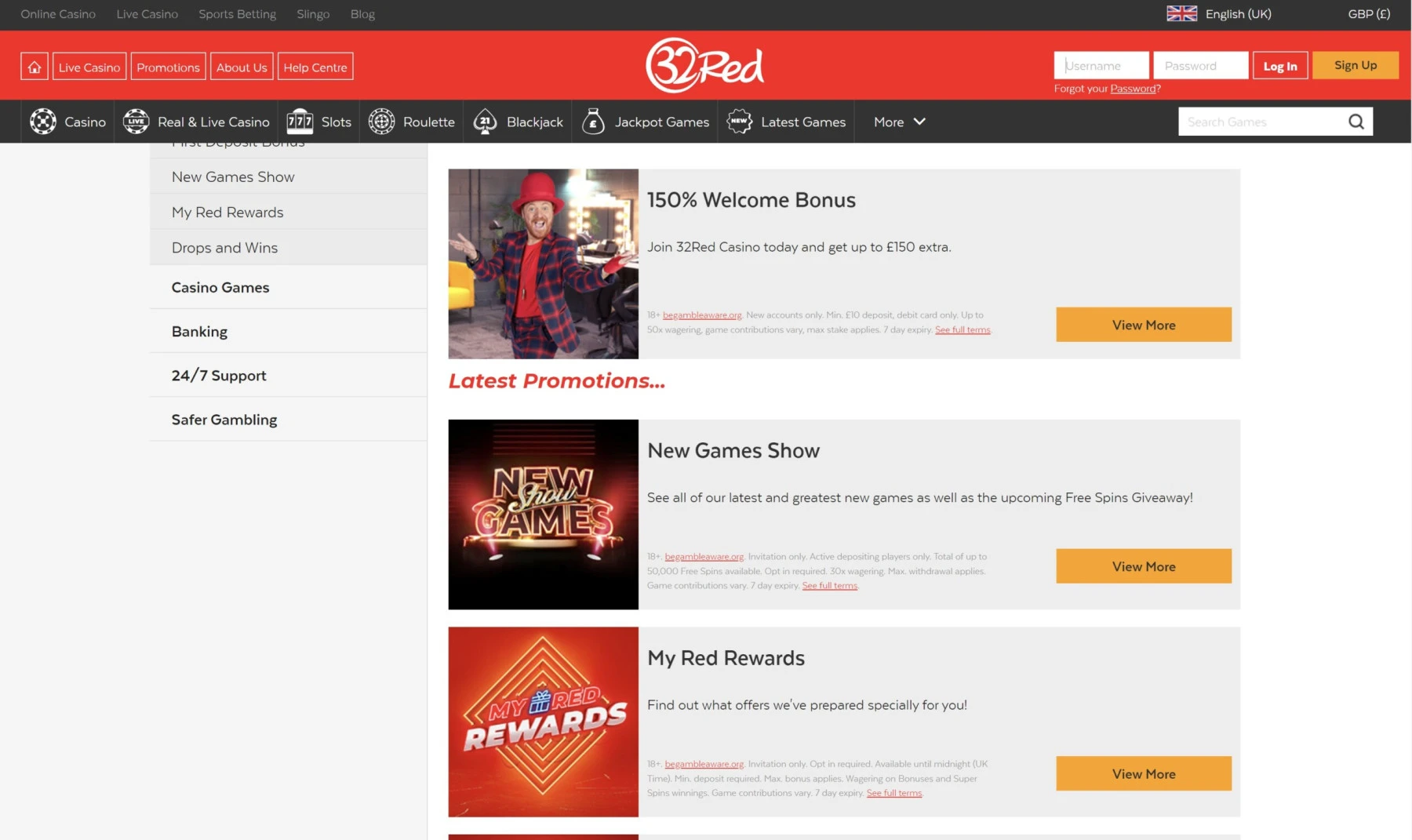 32red 32 red casino no deposit welcome bonus promotions loyalty points
