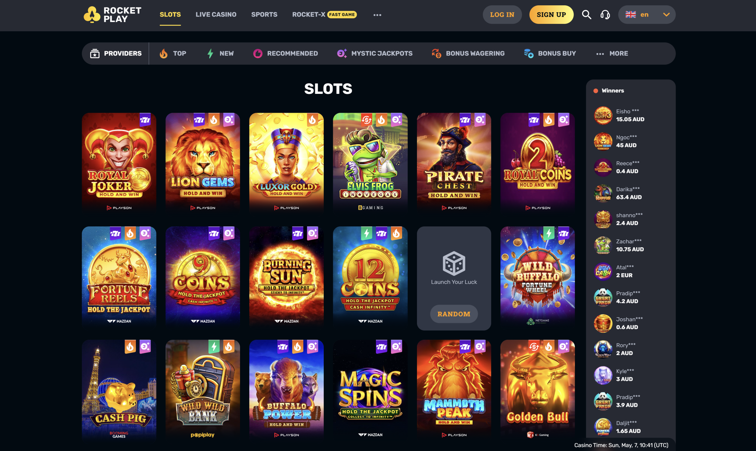 rocketplay casino slot games fortune reels burning sun buffalo power