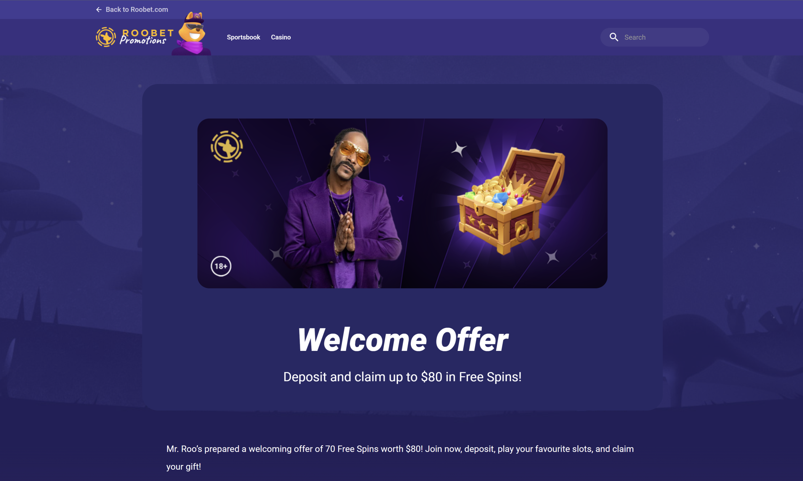 roobet casino welcome bonus offer free spins promo