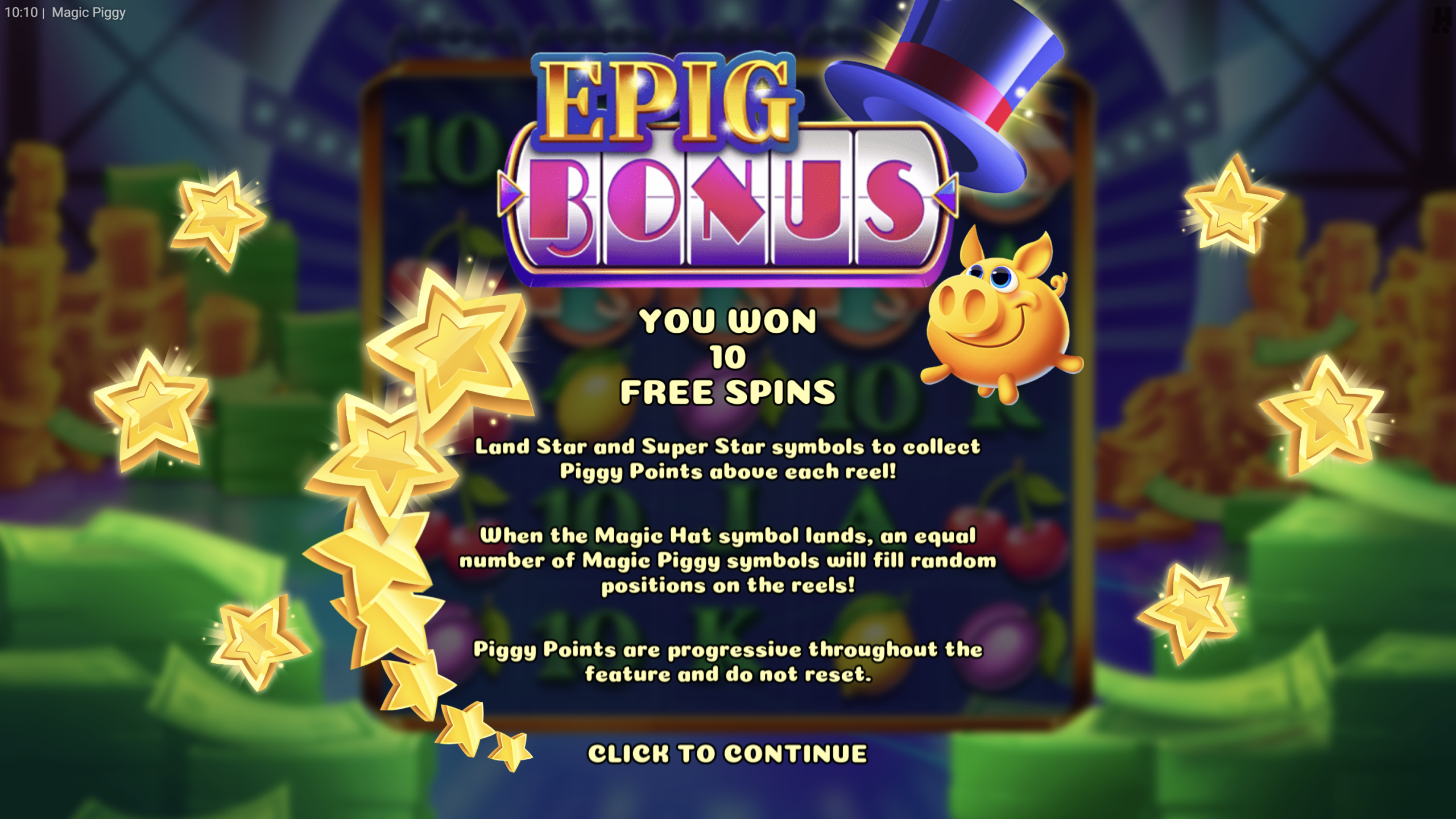 magic piggy epig bonus free spins max win