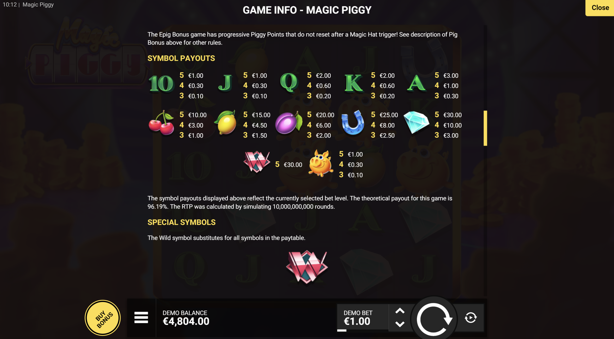magic piggy symbols rtp free play
