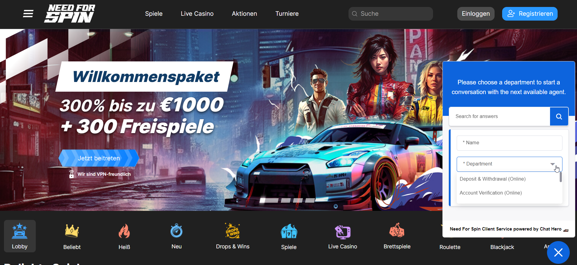 need-for-spin-kundenservice