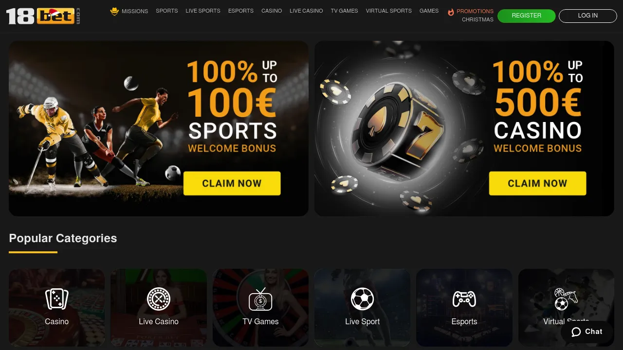 18bet desktop screenshot