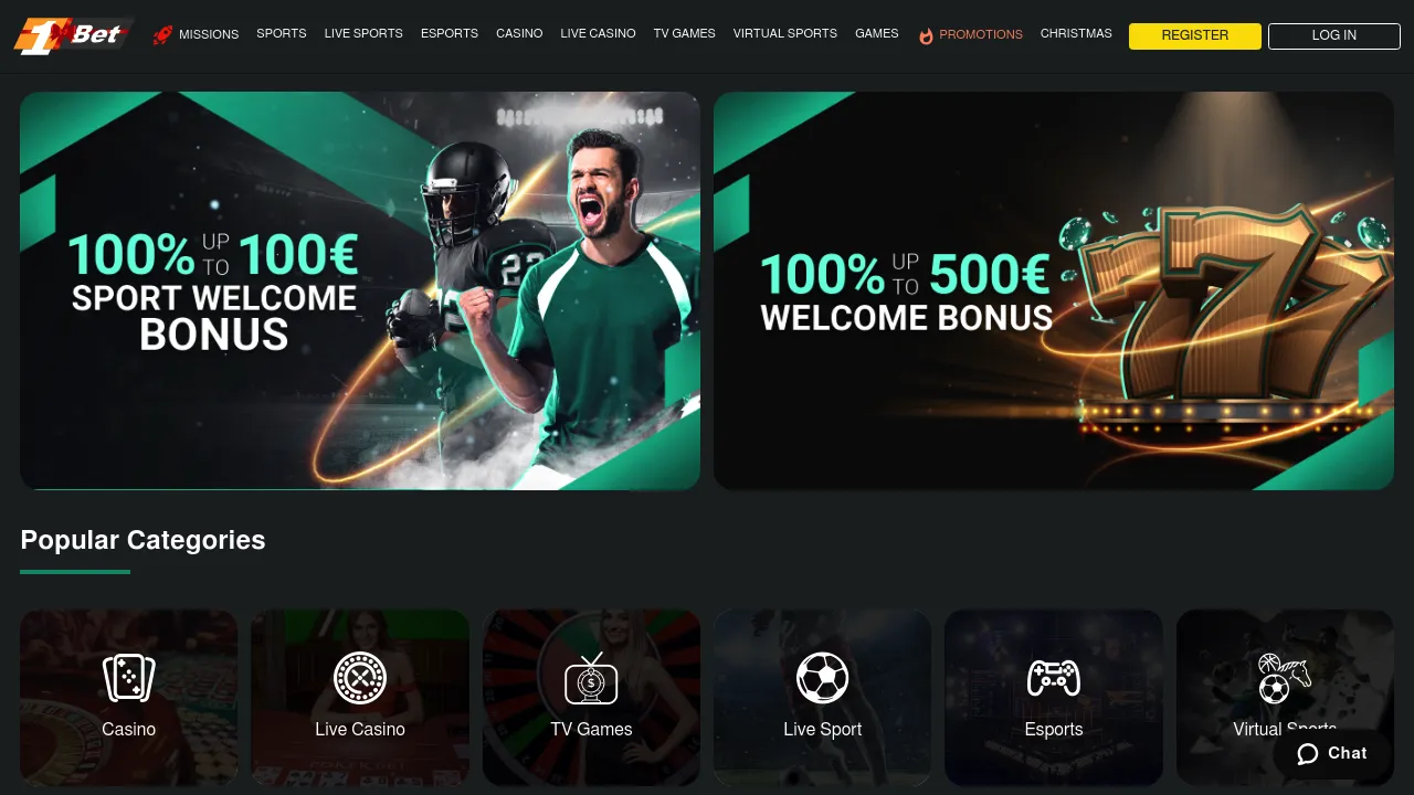 1bet desktop screenshot