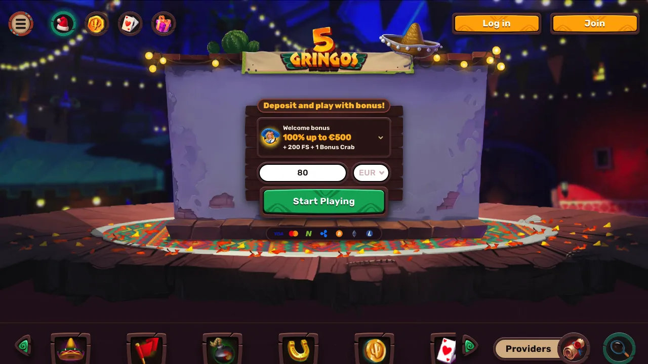 5Gringos Casino desktop screenshot