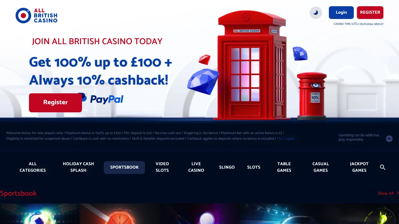 AllBritishCasino desktop screenshot