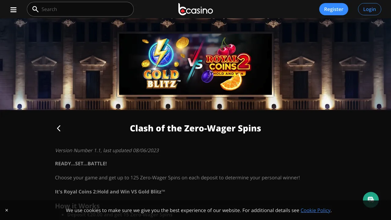 Bcasino desktop screenshot