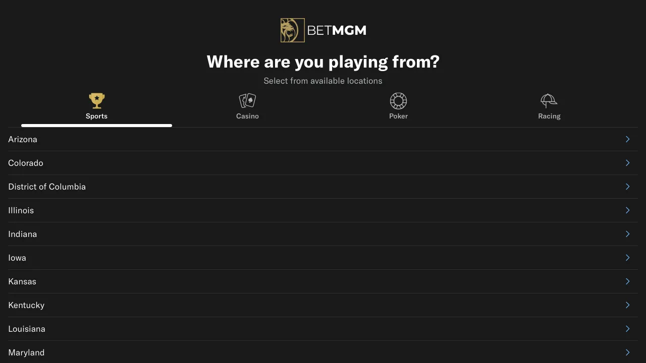 BetMGM desktop screenshot