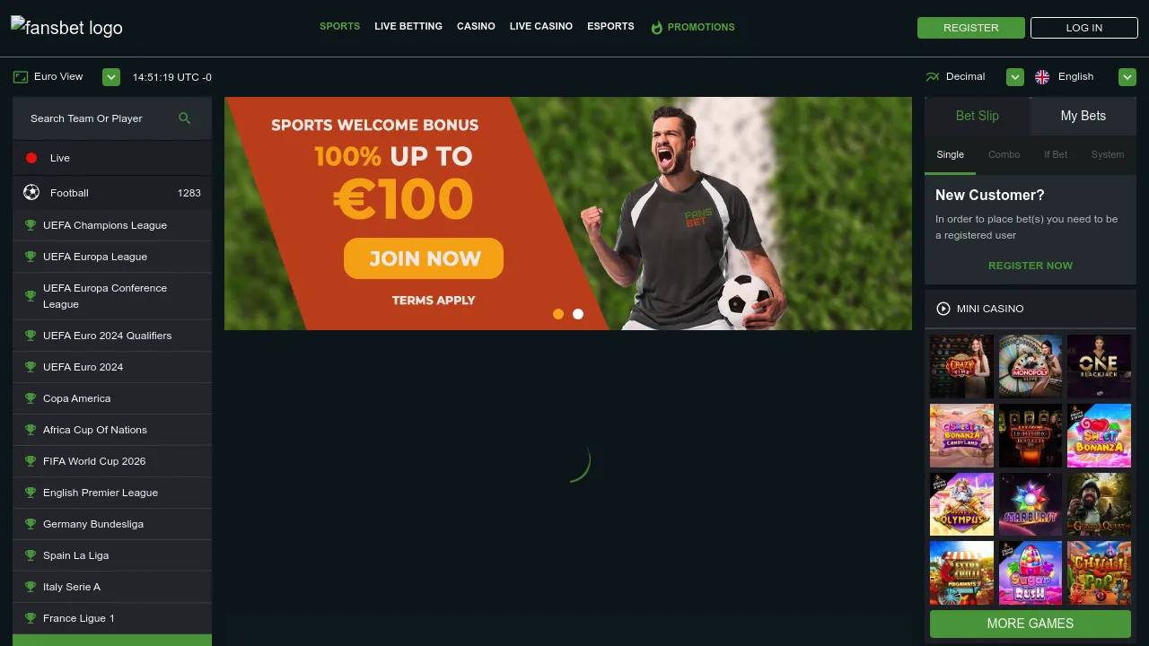 FansBet desktop screenshot
