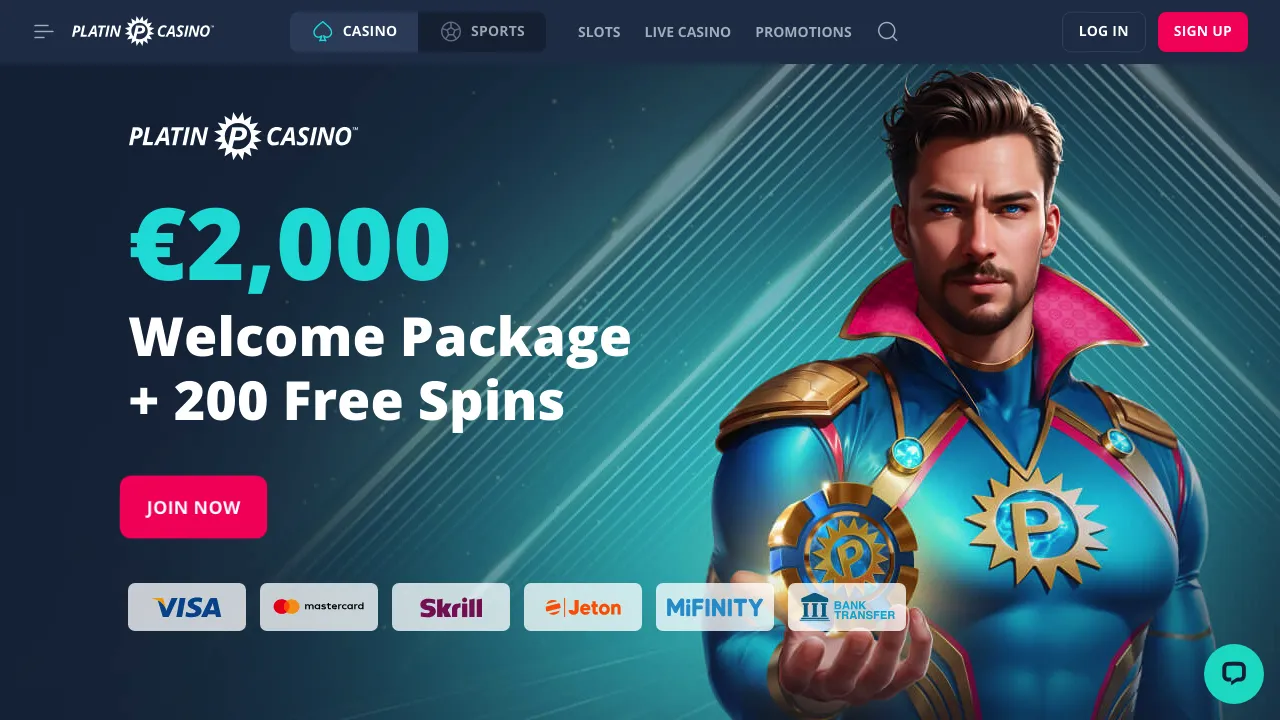 PlatinCasino desktop screenshot