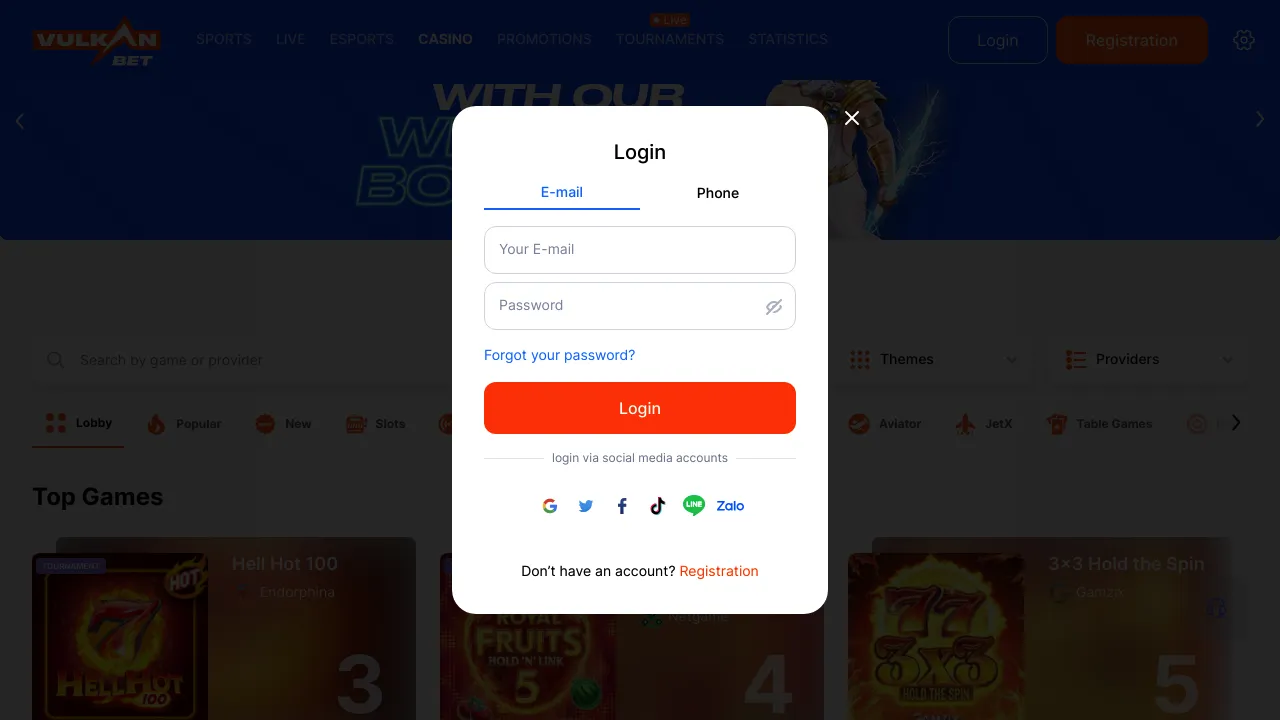Vulkan.bet desktop screenshot