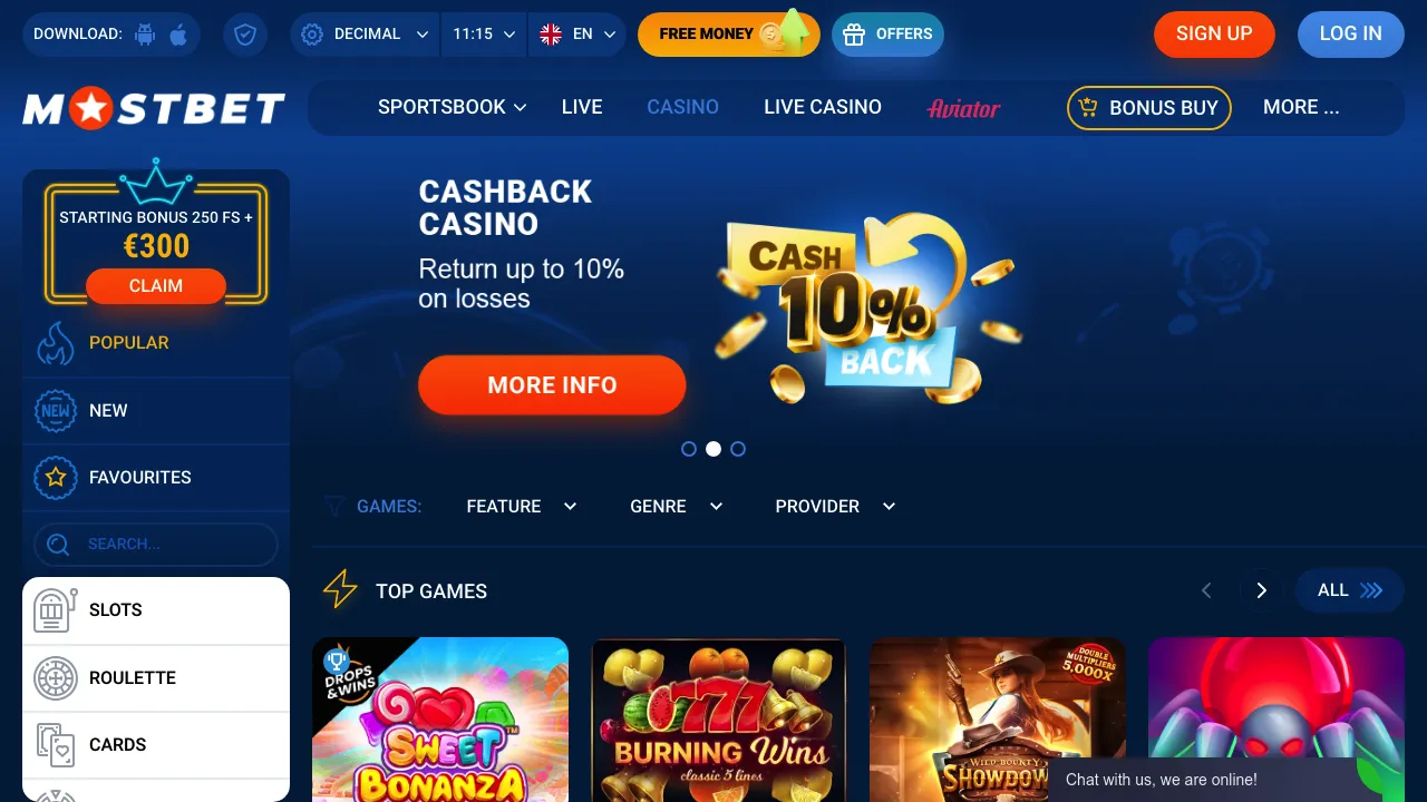 Mostbet desktop screenshot