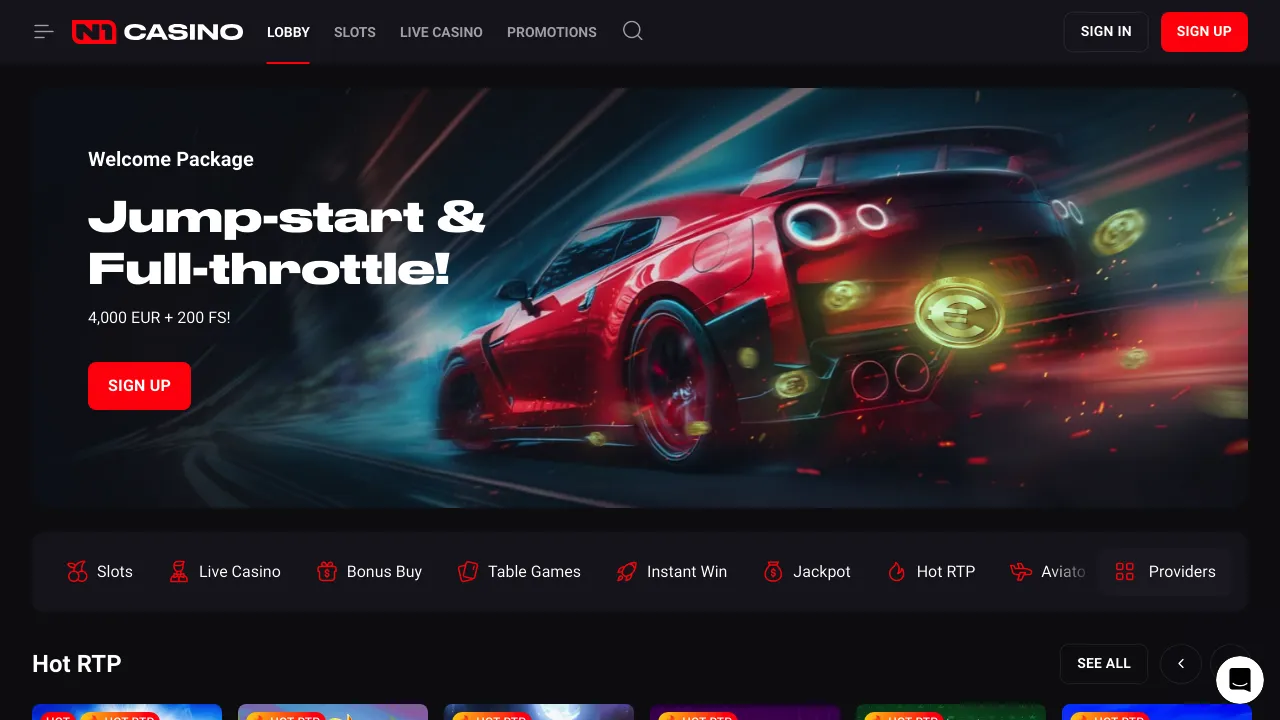 N1 Casino desktop screenshot