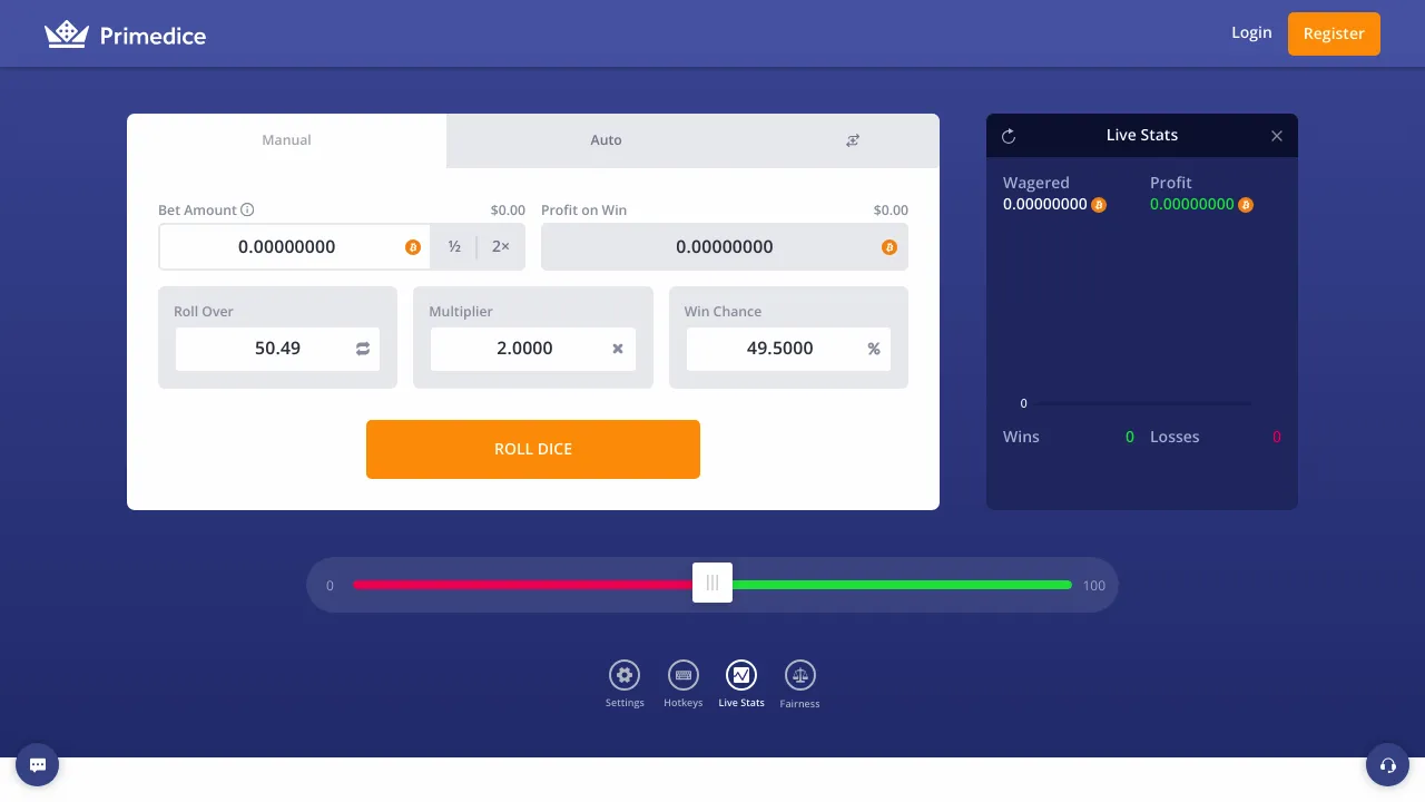 Primedice desktop screenshot