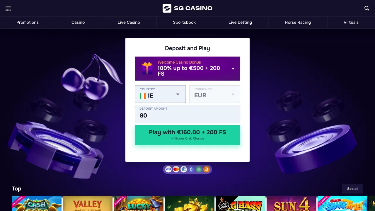 SG Casino desktop screenshot