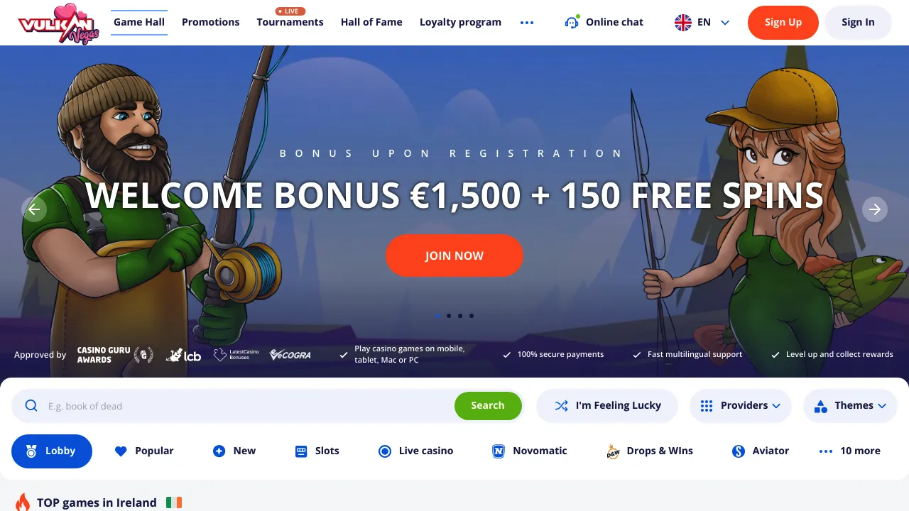 Vulkan Vegas desktop screenshot