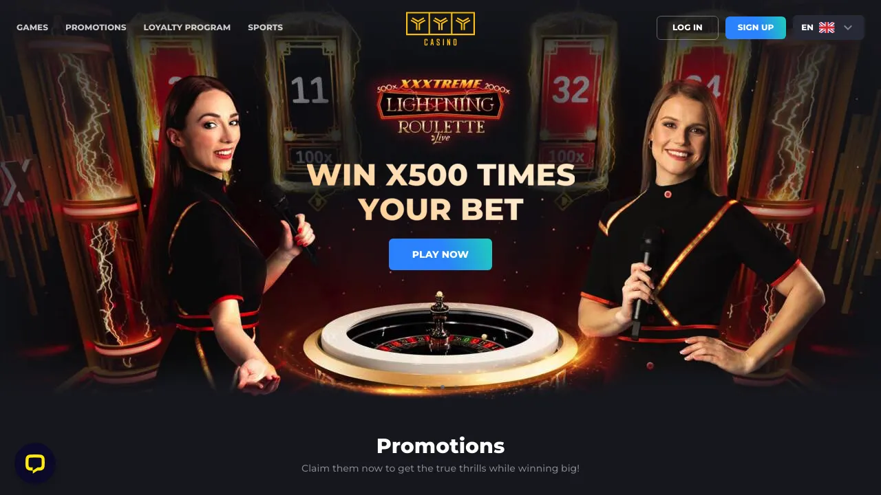 YYYCasino desktop screenshot