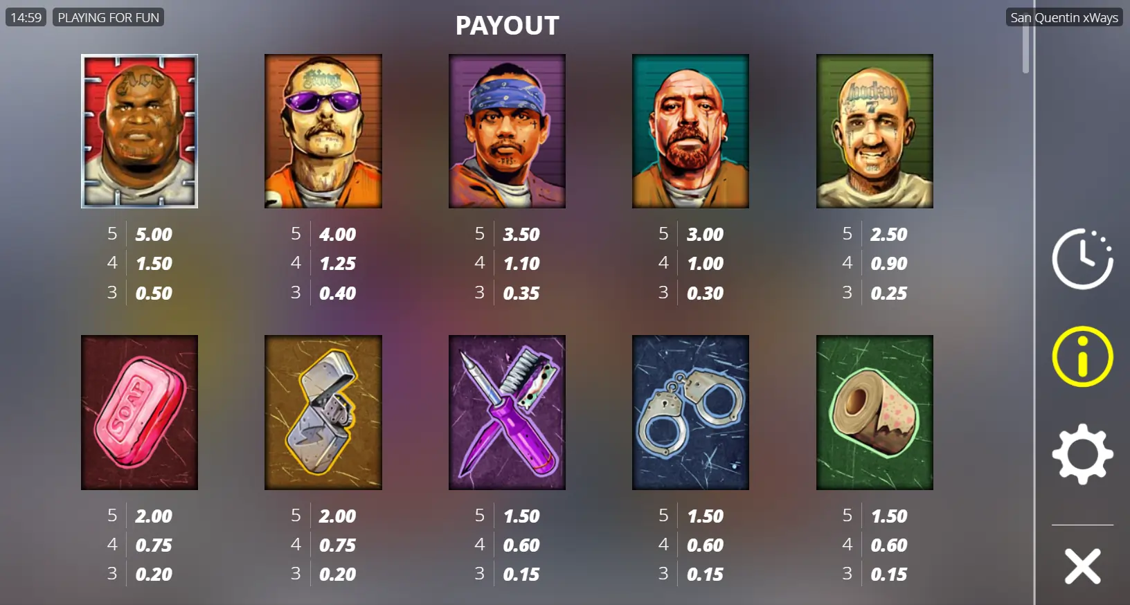 San Quentin xWays Symbols & Paytable san-quentin-xways-symbols-and-paytable