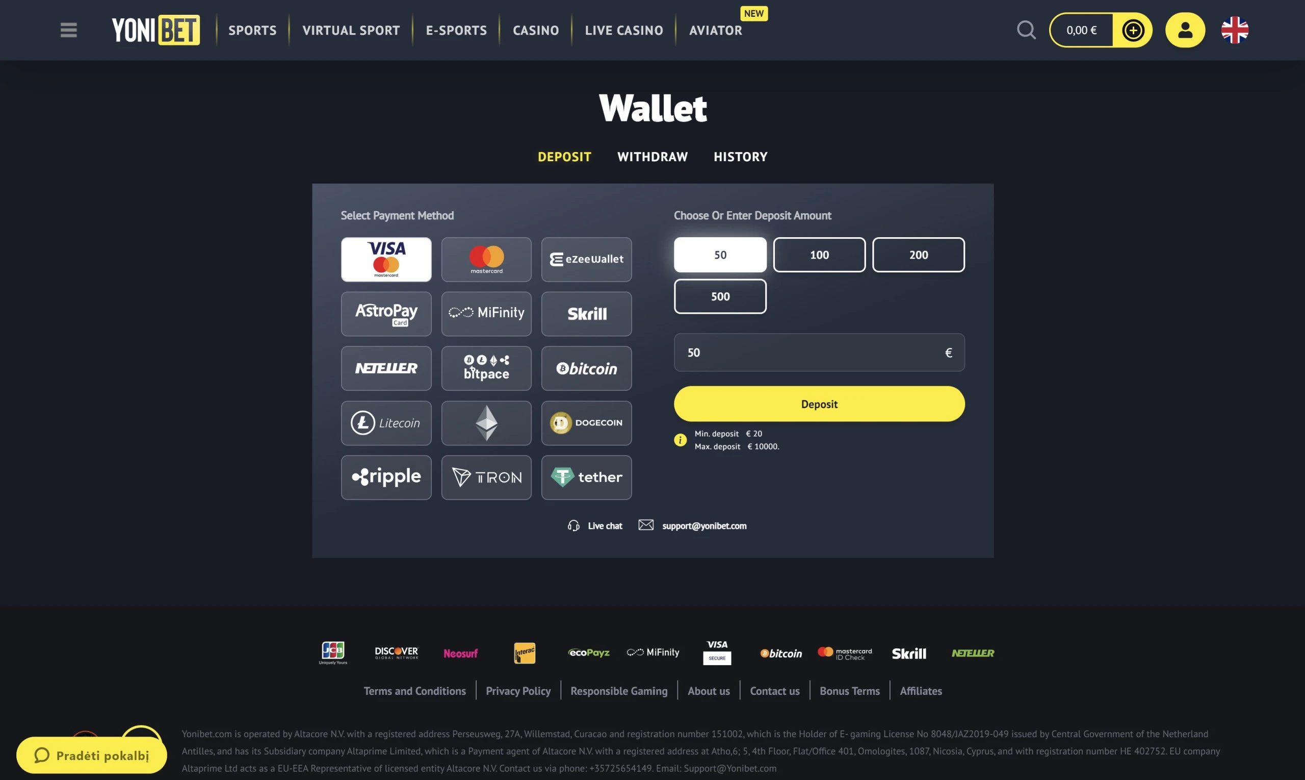 Yonibet payments methods yonibet-payment-methods